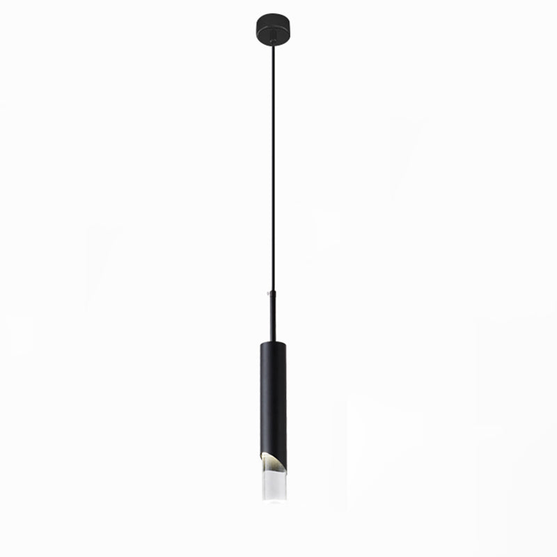 Luz colgante LED cilíndrica de aluminio en una lámpara de colgación acrílica de estilo conciso moderno para espacios interiores