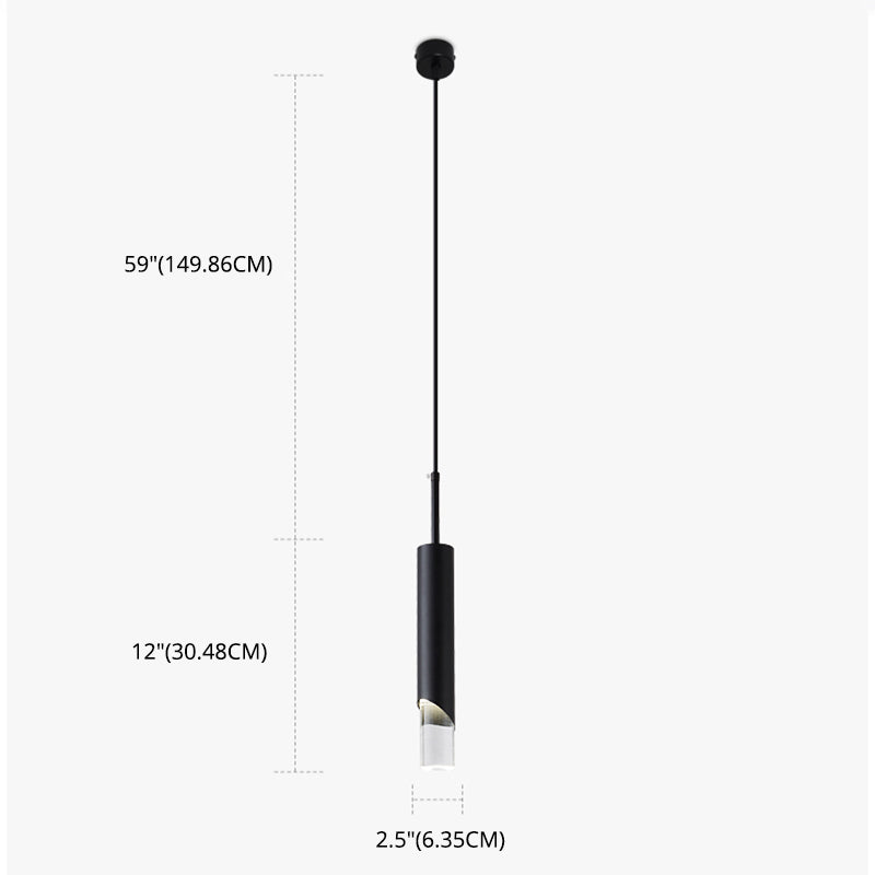 Aluminium Cylindrical LED Pendant Light in Modern Concise Style Acrylic Hanging Lamp for Interior Spaces