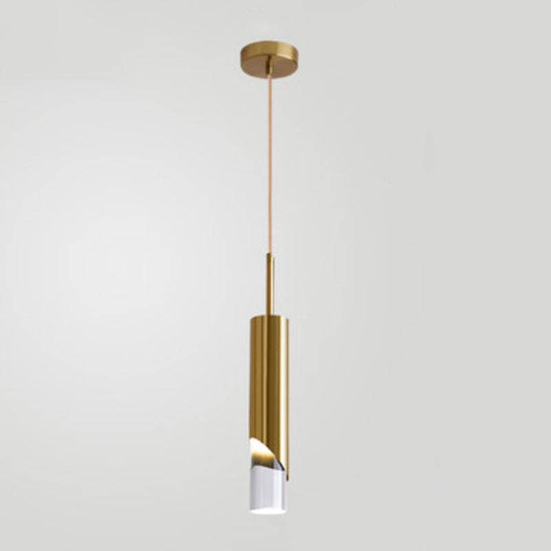 Modern Luxury Cylindrical Pendant Light Aluminium Indoor Hanging Light with Clear Acrylic Shade