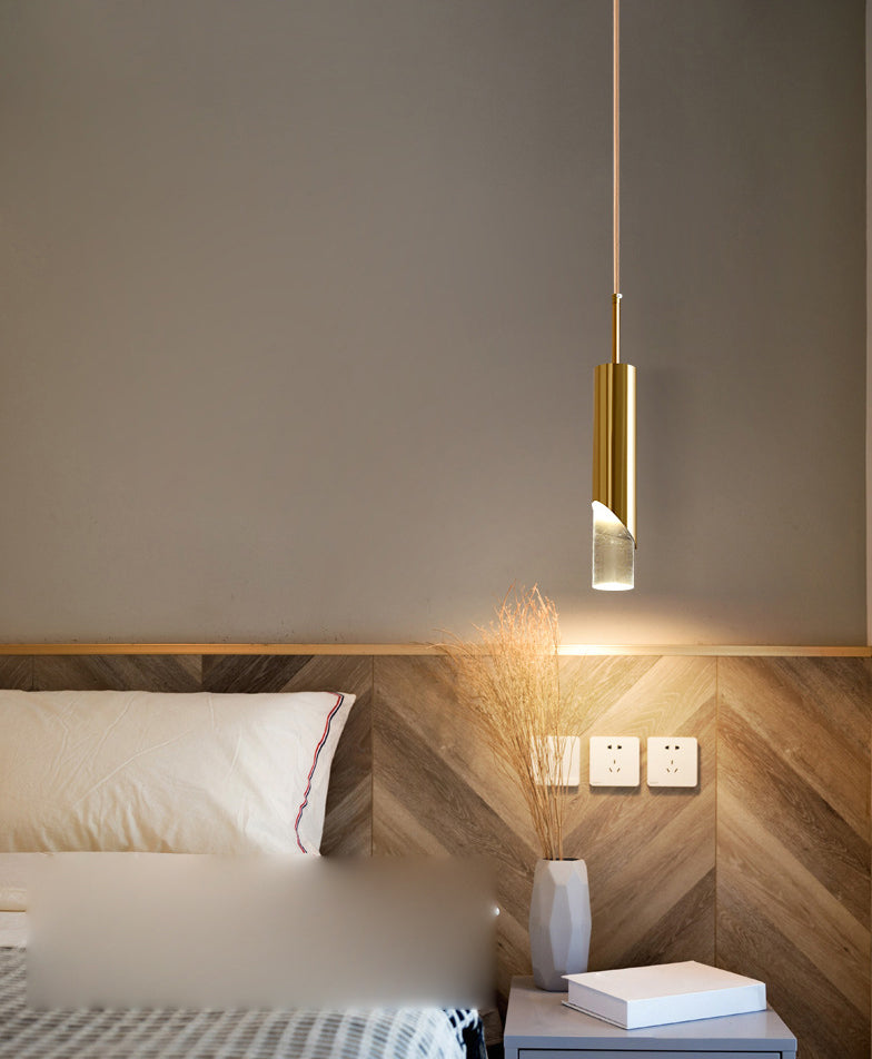 Modern Luxury Cylindrical Pendant Light Aluminium Indoor Hanging Light with Clear Acrylic Shade