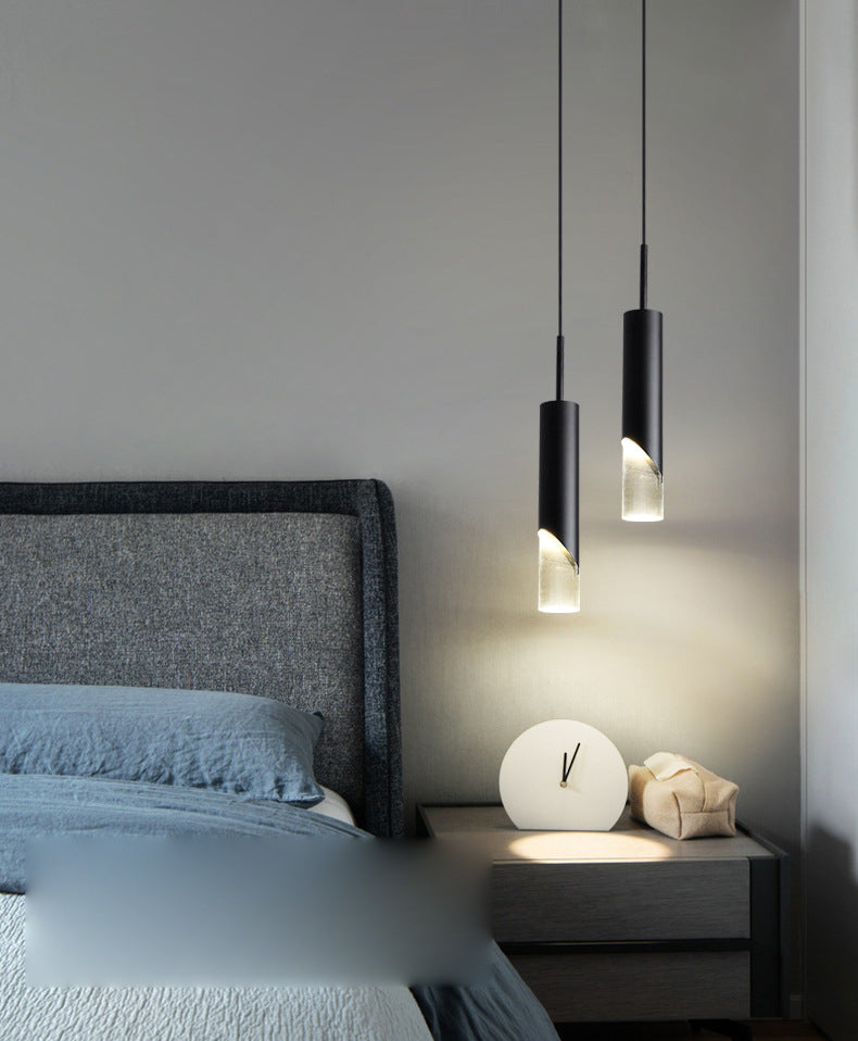 Modern Luxury Cylindrical Pendant Light Aluminium Indoor Hanging Light with Clear Acrylic Shade