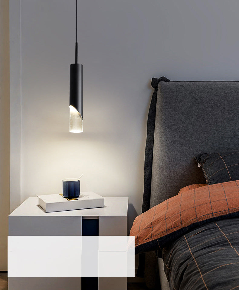 Modern Luxury Cylindrical Pendant Light Aluminium Indoor Hanging Light with Clear Acrylic Shade