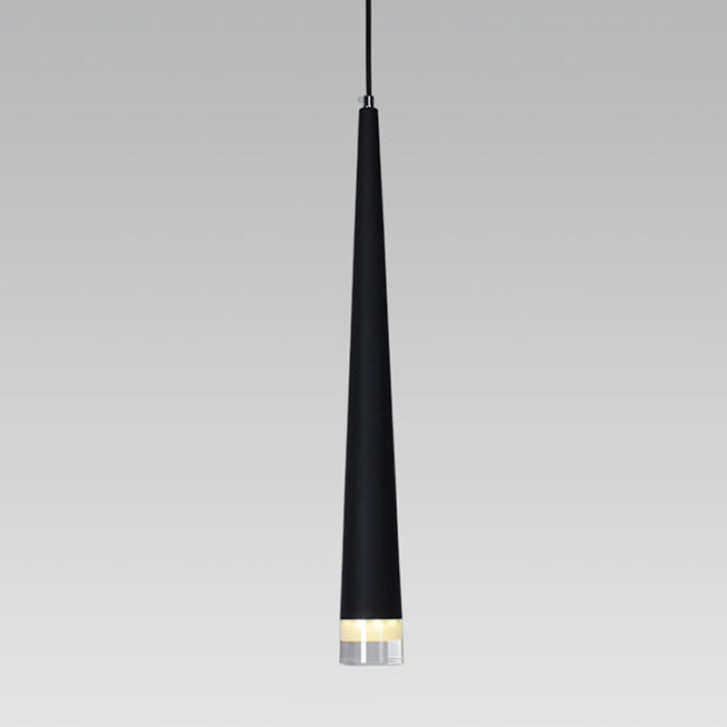 Luz de colgante LED de cristal cónico en aluminio moderno de aluminio de aluminio colgante de aluminio en negro