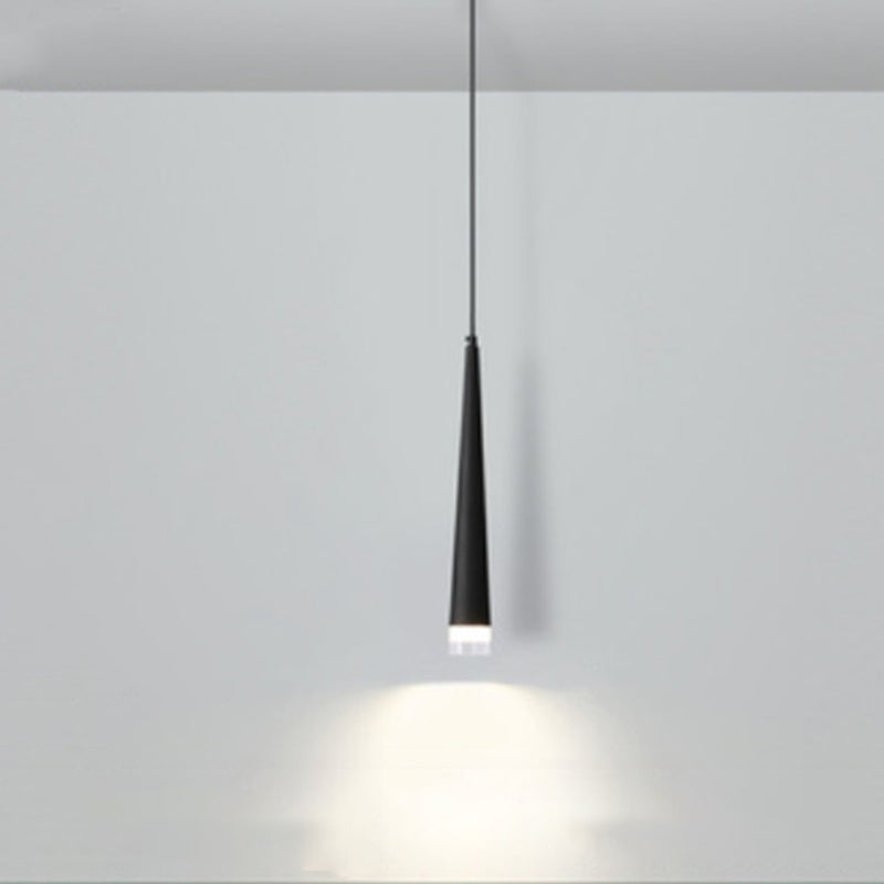 Crystal Conical LED Pendant Light in Modern Luxury Style Aluminium Indoor Hanging Light in Black