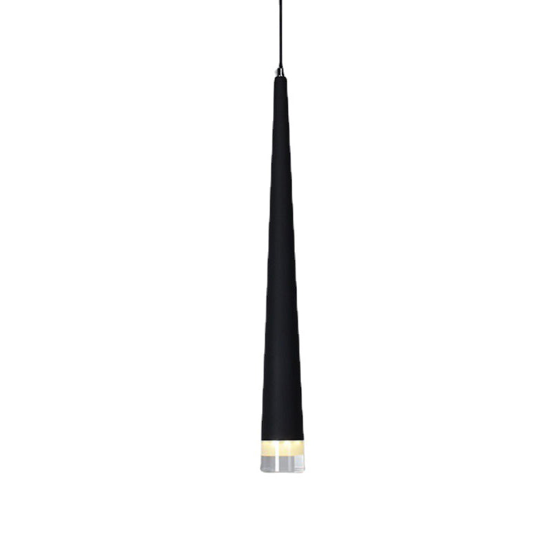 Crystal Conical LED Pendant Light in Modern Luxury Style Aluminium Indoor Hanging Light in Black