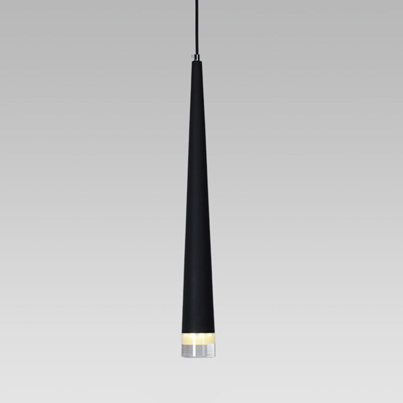 Crystal Conical LED Pendant Light in Modern Luxury Style Aluminium Indoor Hanging Light in Black
