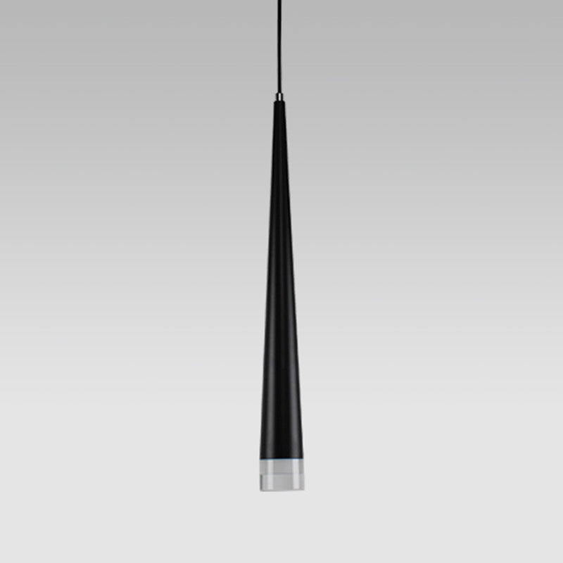 Crystal Conical LED Pendant Light in Modern Luxury Style Aluminium Indoor Hanging Light in Black