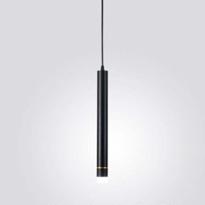 Bedroom LED Pendant Light in Modern Creative Style Wrought Iron Cylindrical Hanging Light with Acrylic Shade