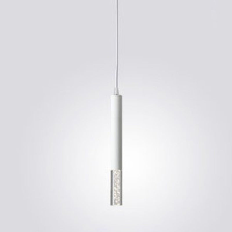 Bedroom LED Pendant Light in Modern Creative Style Wrought Iron Cylindrical Hanging Light with Acrylic Shade