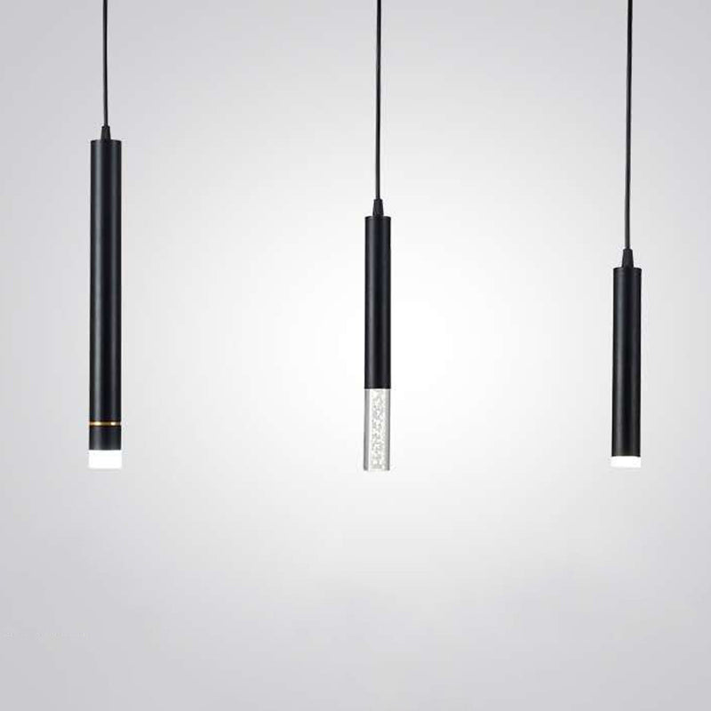 Bedroom LED Pendant Light in Modern Creative Style Wrought Iron Cylindrical Hanging Light with Acrylic Shade