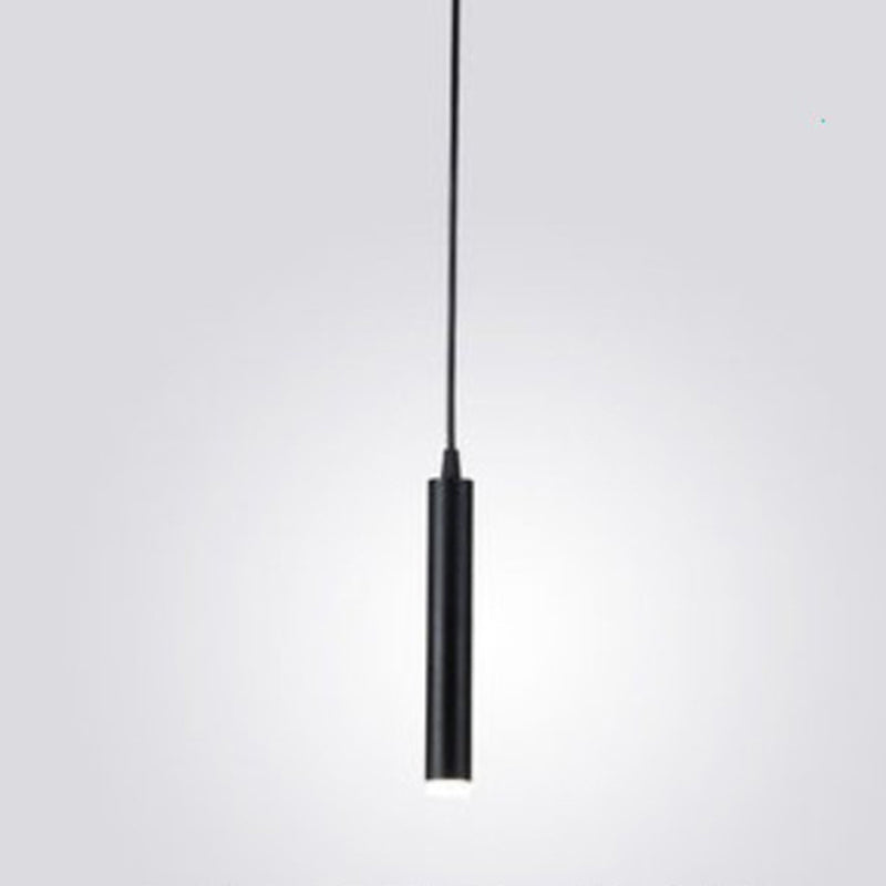 Bedroom LED Pendant Light in Modern Creative Style Wrought Iron Cylindrical Hanging Light with Acrylic Shade