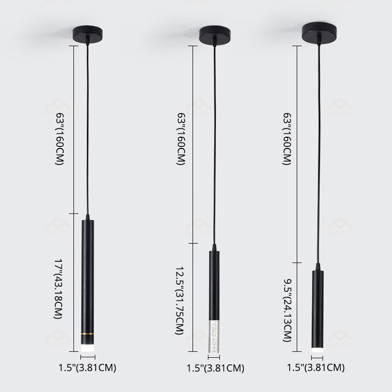 Bedroom LED Pendant Light in Modern Creative Style Wrought Iron Cylindrical Hanging Light with Acrylic Shade