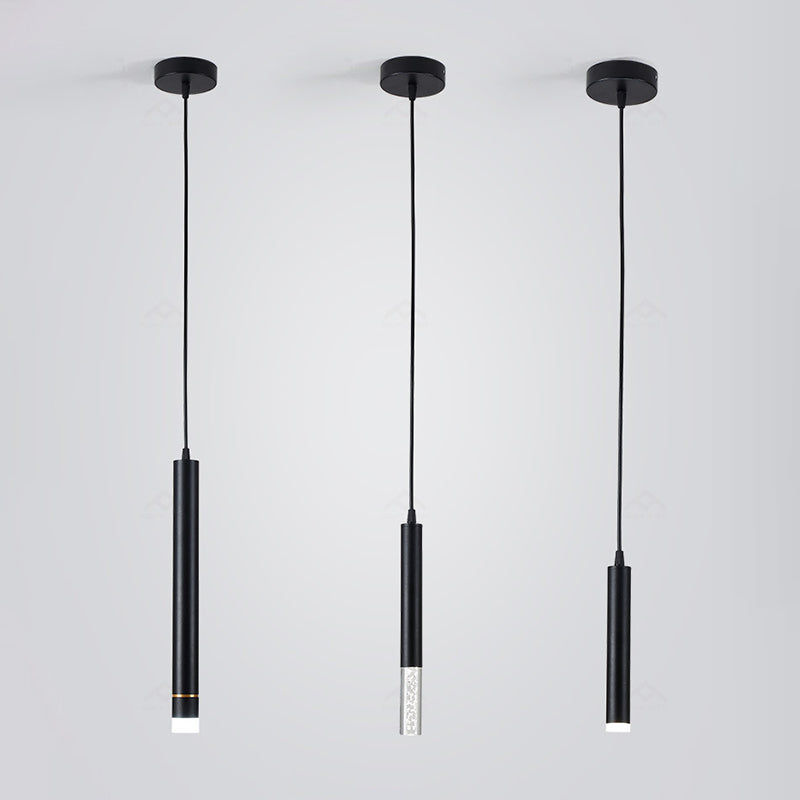 Bedroom LED Pendant Light in Modern Creative Style Wrought Iron Cylindrical Hanging Light with Acrylic Shade