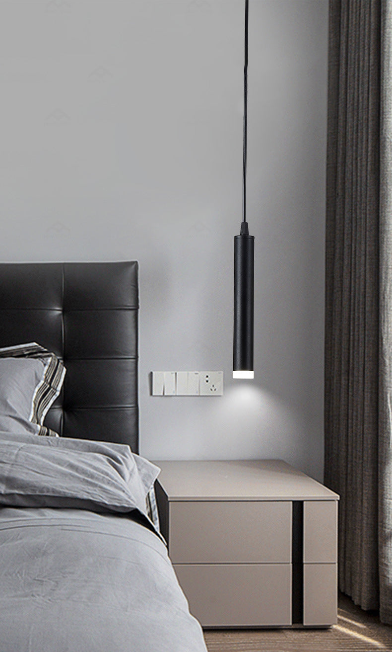 Bedroom LED Pendant Light in Modern Creative Style Wrought Iron Cylindrical Hanging Light with Acrylic Shade