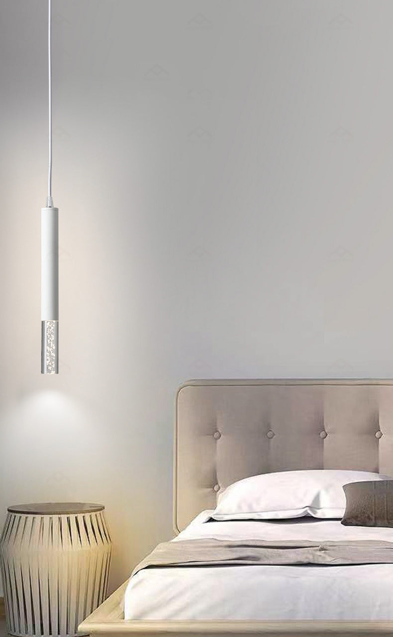 Bedroom LED Pendant Light in Modern Creative Style Wrought Iron Cylindrical Hanging Light with Acrylic Shade