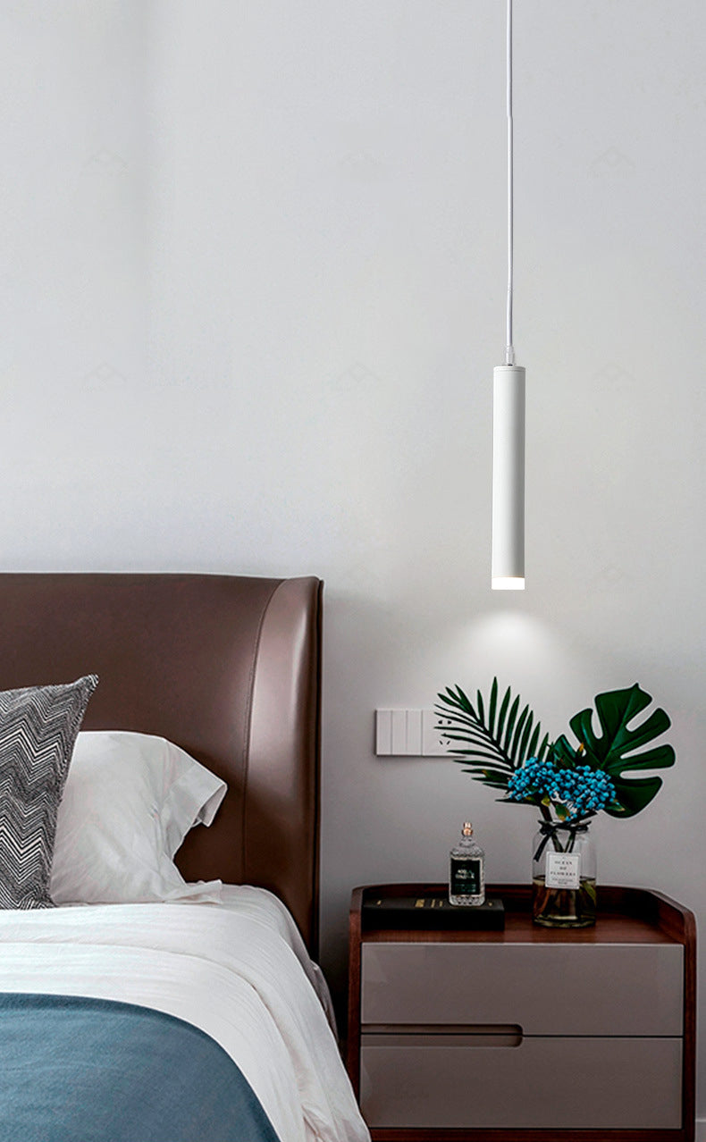 Bedroom LED Pendant Light in Modern Creative Style Wrought Iron Cylindrical Hanging Light with Acrylic Shade