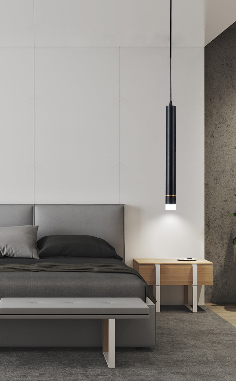 Bedroom LED Pendant Light in Modern Creative Style Wrought Iron Cylindrical Hanging Light with Acrylic Shade