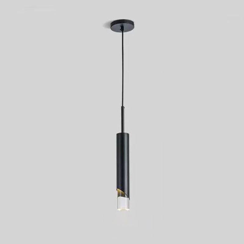 Cylindrical Acrylic LED Hanging Light in Modern Simplicity Wrought Iron Pendant Light for Bedroom