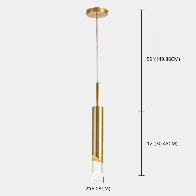 Cylindrical Acrylic LED Hanging Light in Modern Simplicity Wrought Iron Pendant Light for Bedroom