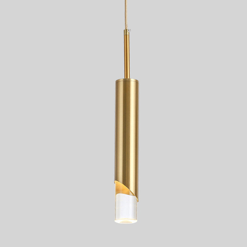 Cylindrical Acrylic LED Hanging Light in Modern Simplicity Wrought Iron Pendant Light for Bedroom