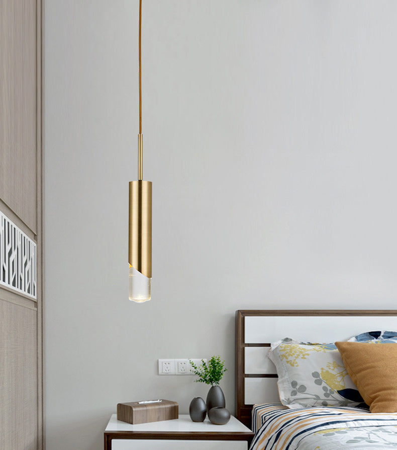 Cylindrical Acrylic LED Hanging Light in Modern Simplicity Wrought Iron Pendant Light for Bedroom