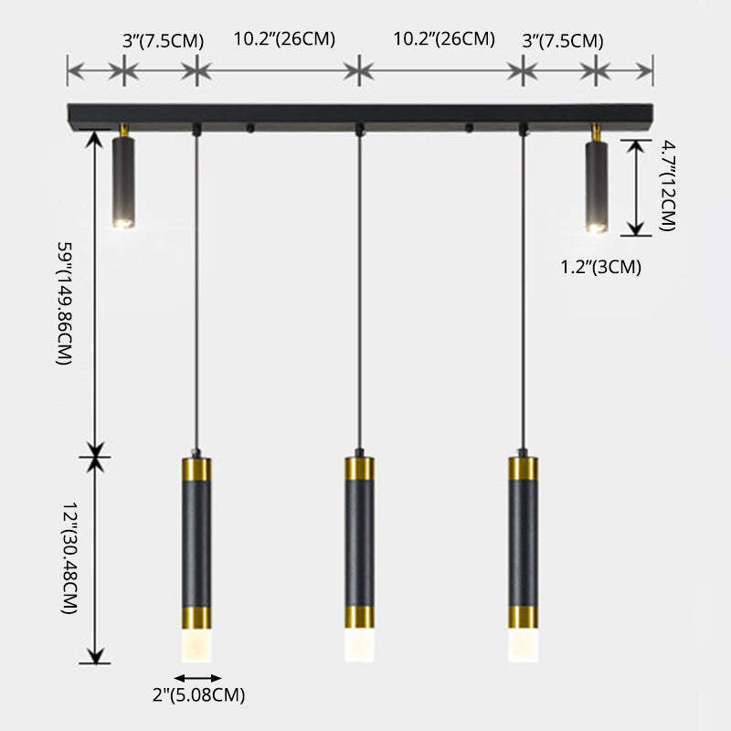 Lampada cilindrica isola semplicità stile in metallo a led isola illuminazione