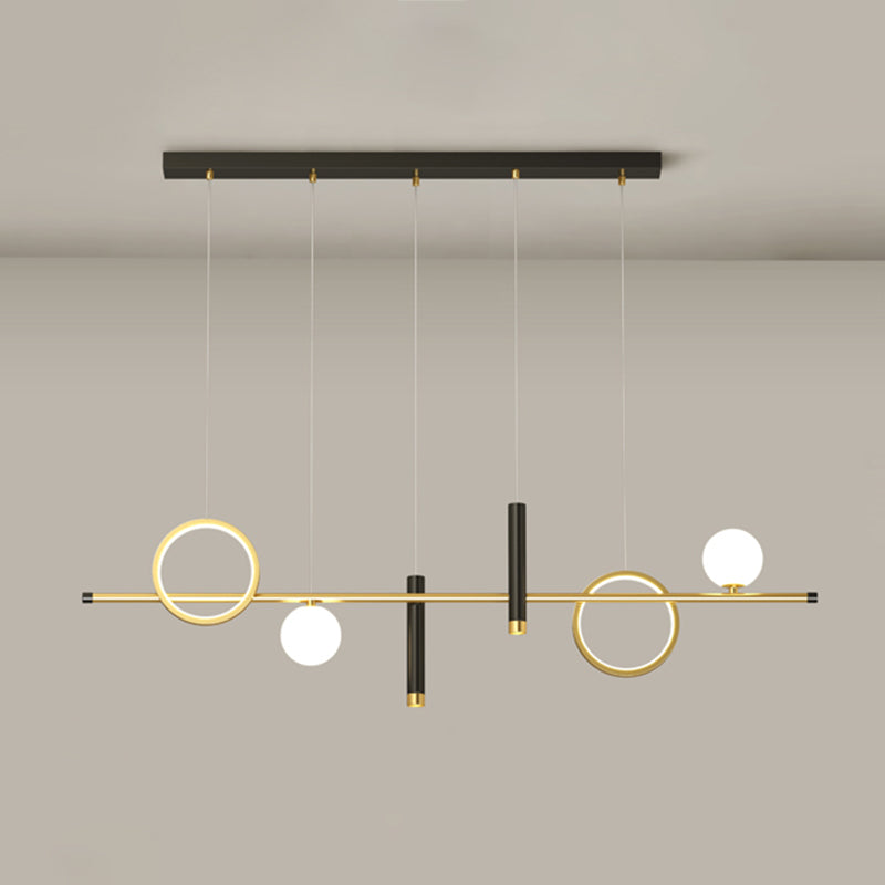 Luce a sospensione a soffitto in metallo ombreggiato Luce lampadario a base di isola oro-nero oro