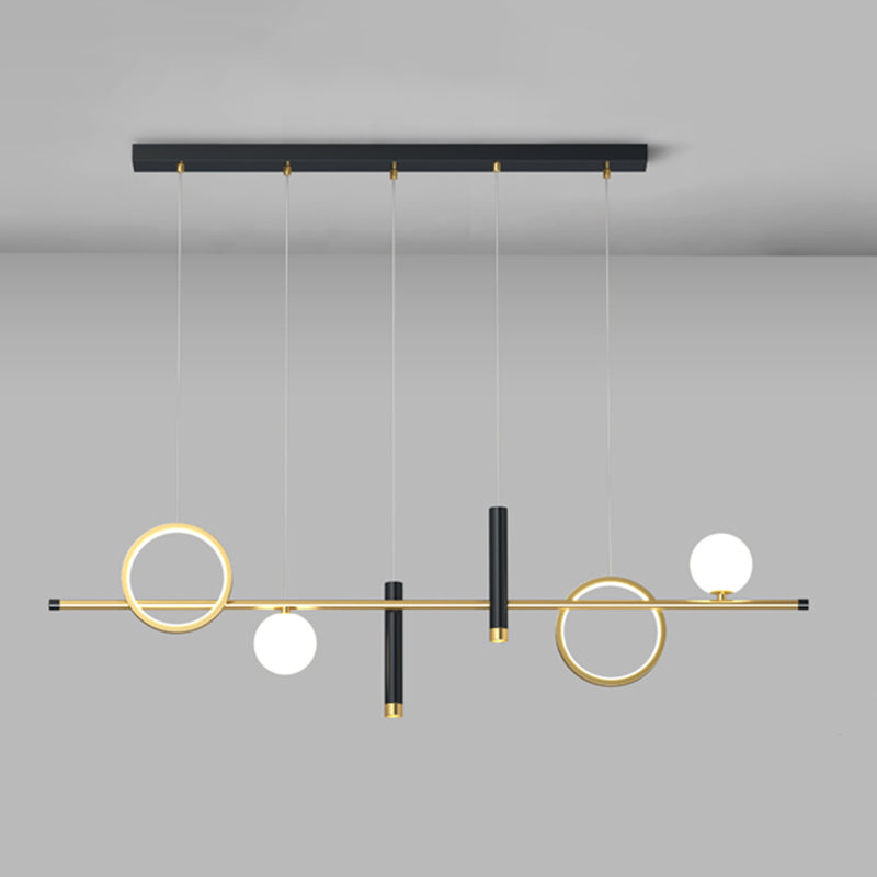 Luce a sospensione a soffitto in metallo ombreggiato Luce lampadario a base di isola oro-nero oro