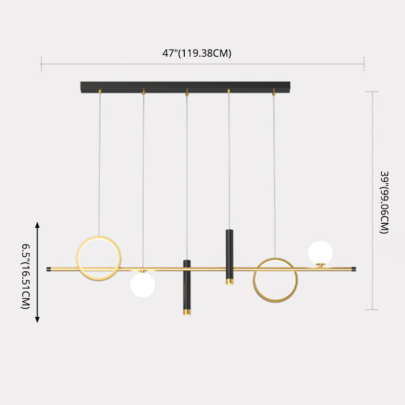 Luce a sospensione a soffitto in metallo ombreggiato Luce lampadario a base di isola oro-nero oro