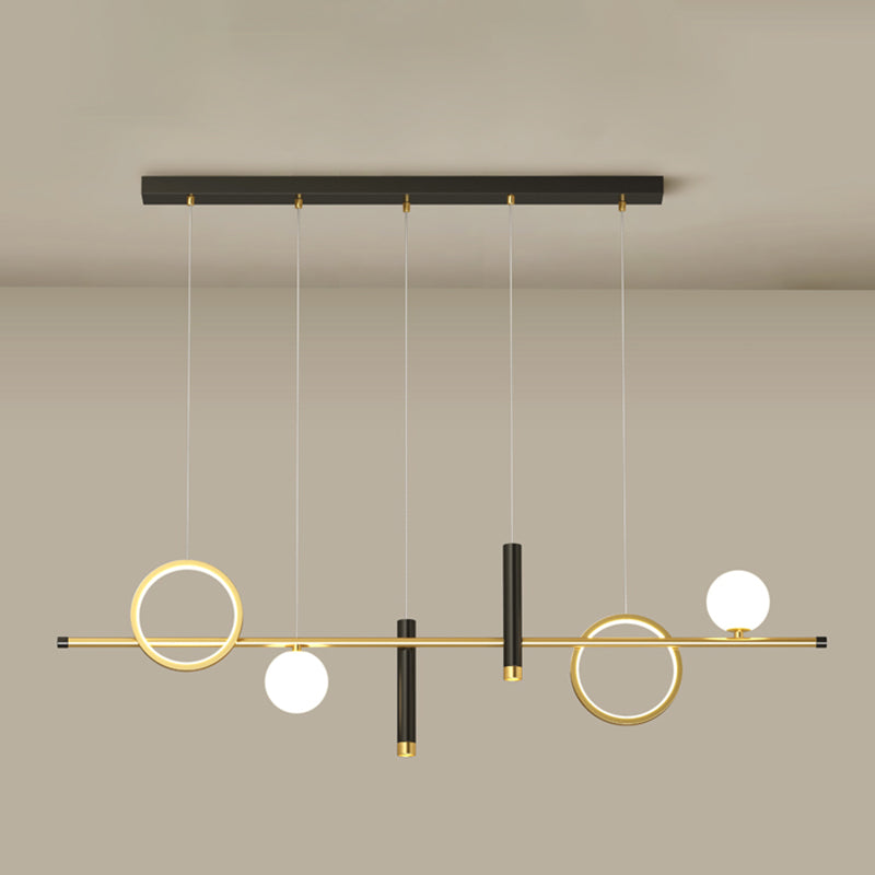 Luce a sospensione a soffitto in metallo ombreggiato Luce lampadario a base di isola oro-nero oro