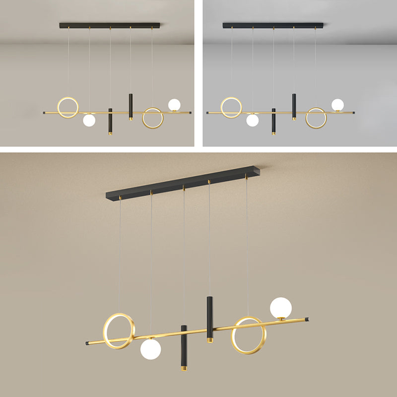 Luce a sospensione a soffitto in metallo ombreggiato Luce lampadario a base di isola oro-nero oro