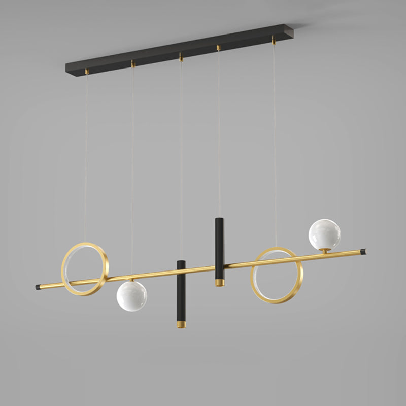 Luce a sospensione a soffitto in metallo ombreggiato Luce lampadario a base di isola oro-nero oro