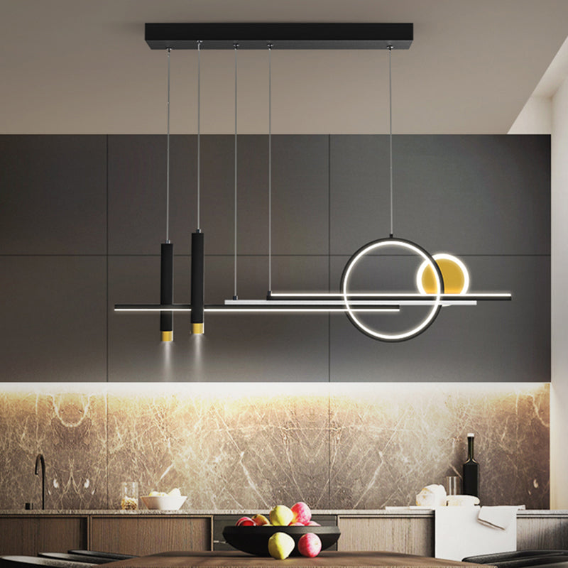 Idee per illuminazione dell'isola lineare contemporanea Kit di luce appesa in alluminio a LED per sala da pranzo