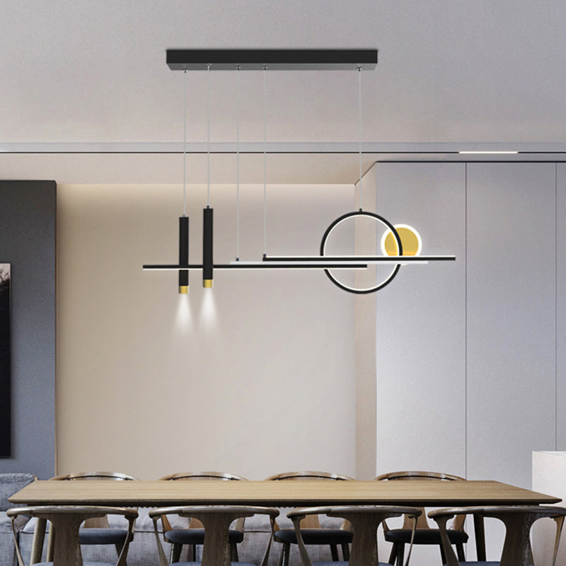 Idee per illuminazione dell'isola lineare contemporanea Kit di luce appesa in alluminio a LED per sala da pranzo