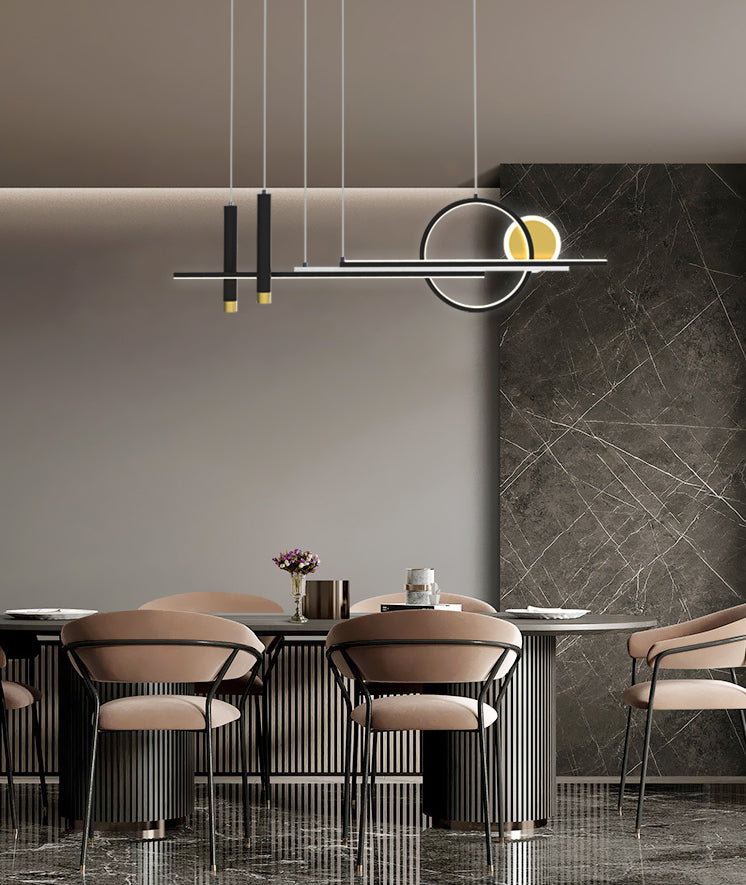 Idee per illuminazione dell'isola lineare contemporanea Kit di luce appesa in alluminio a LED per sala da pranzo