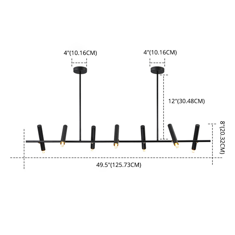 Black Linear LED Island Chandelier Lights Metal New Modern Hanging Lamp for Dining Room