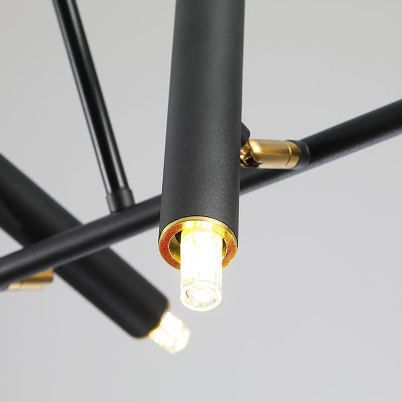 Black Linear LED Island Chandelier Lights Metal New Modern Hanging Lamp for Dining Room