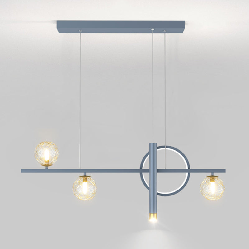 Blue New Modern LED Island Lighting Linear Clear Glass Chandelier Light Fixture for Dining Room