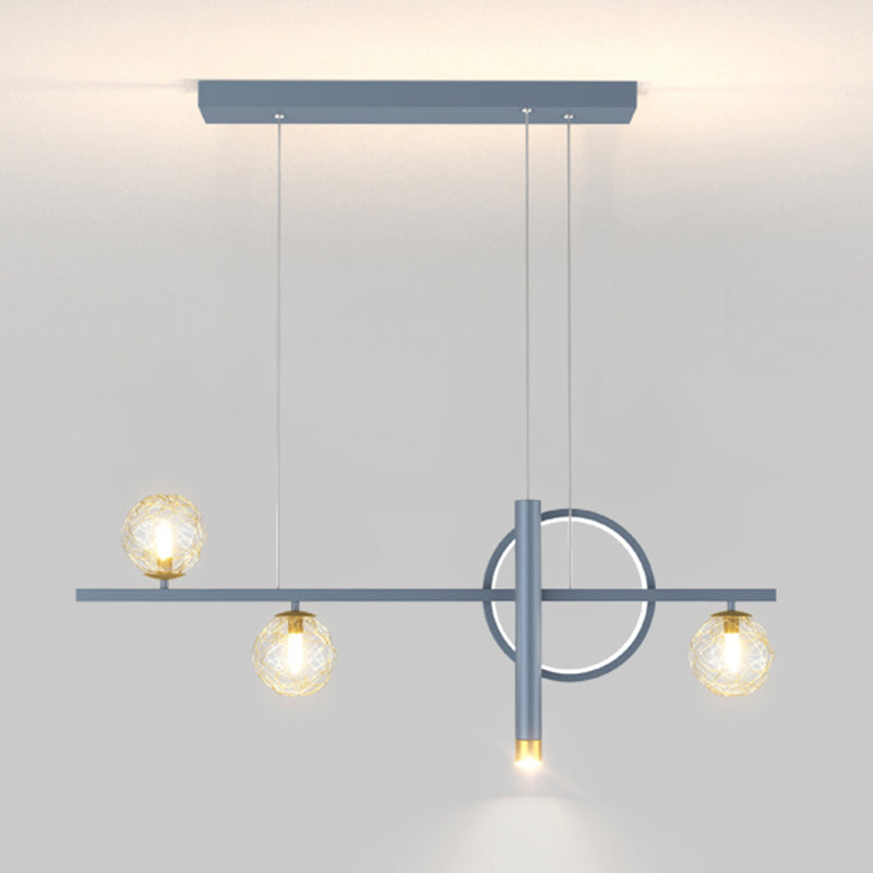 Blue New Modern LED Island Lighting Linear Clear Glass Chandelier Light Fixture for Dining Room