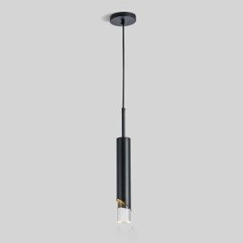 1-licht cilindrisch LED hangend licht in moderne luxe stijl smeedijzeren hanglamp met heldere acrylschaduw