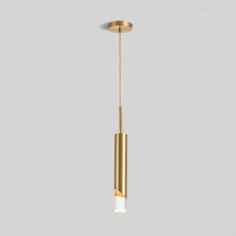 1-licht cilindrisch LED hangend licht in moderne luxe stijl smeedijzeren hanglamp met heldere acrylschaduw