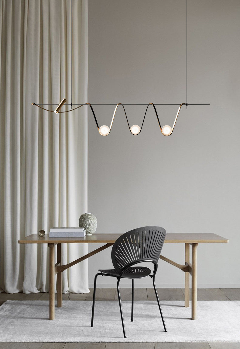 Black Metal Appeding Biling Light LED Linear Linear Lampade per isola per sala da pranzo