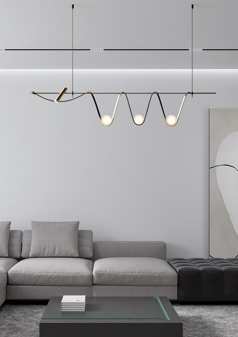 Black Metal Appeding Biling Light LED Linear Linear Lampade per isola per sala da pranzo