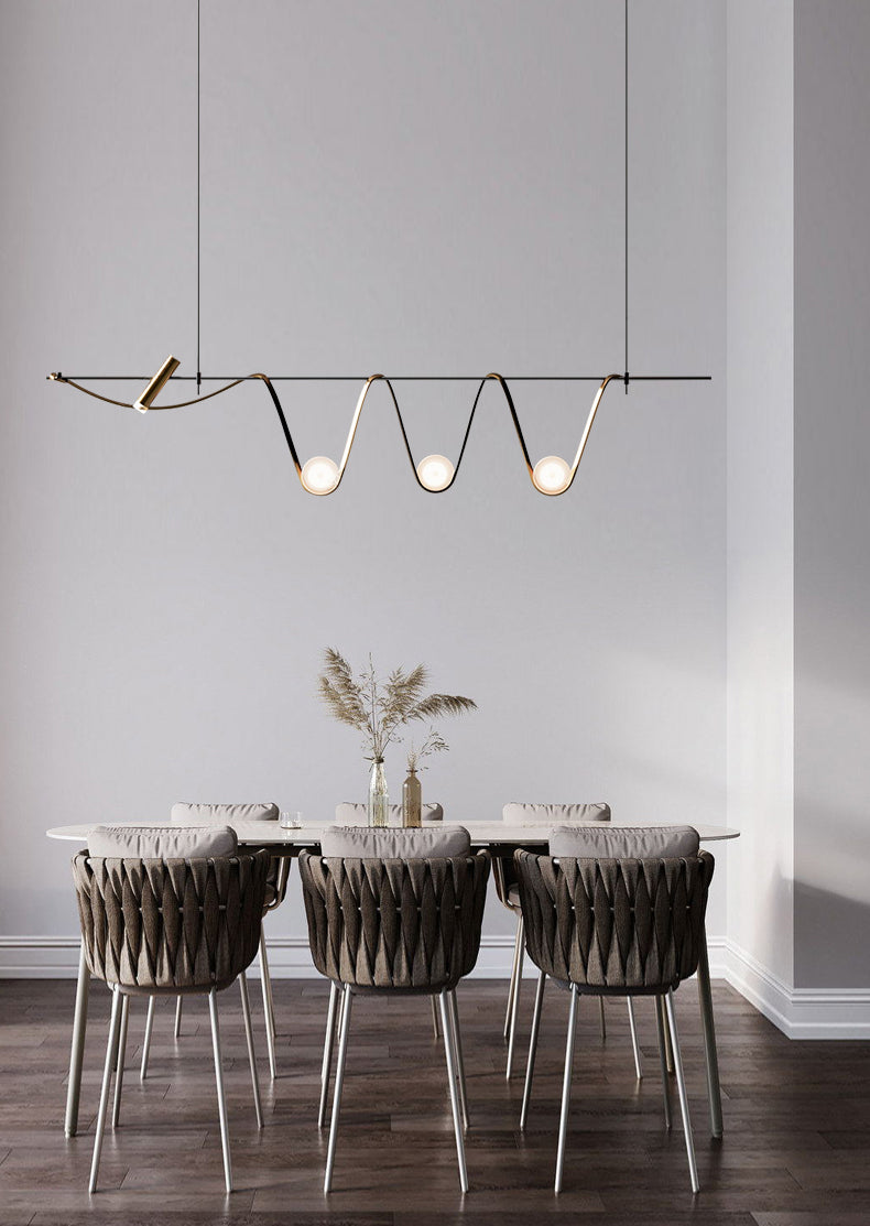 Black Metal Appeding Biling Light LED Linear Linear Lampade per isola per sala da pranzo