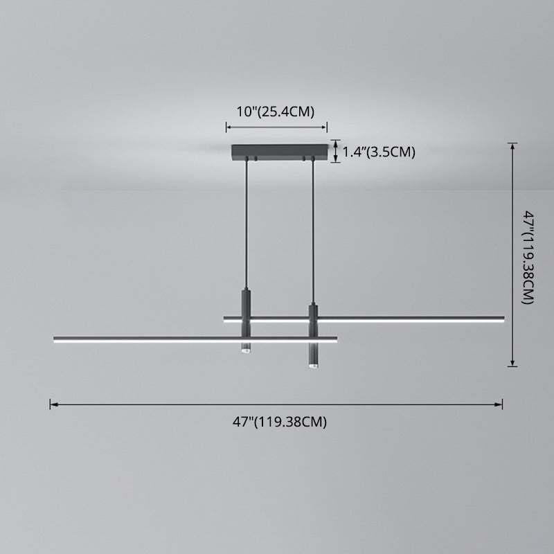 Linear Kitchen Island Lighting Fixture Metal LED Minimalist Island Pendant Light