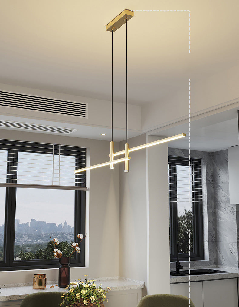 Linear Kitchen Island Lighting Fixture Metal LED Minimalist Island Pendant Light