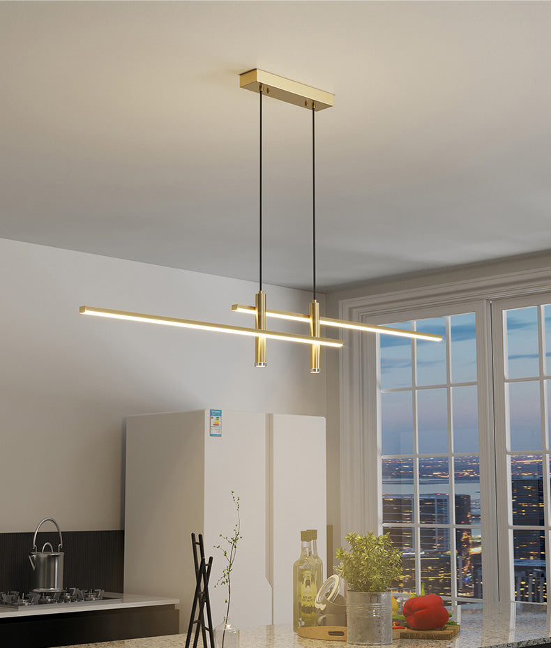 Linear Kitchen Island Lighting Fixture Metal LED Minimalist Island Pendant Light