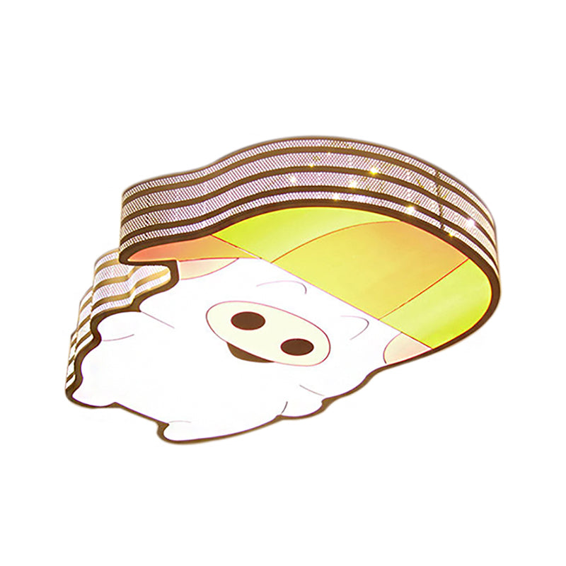 Cartoon Lovely Flush Mount Light Acrylic Metal White LED Ceiling Lamp for Game Room Kid Bedroom