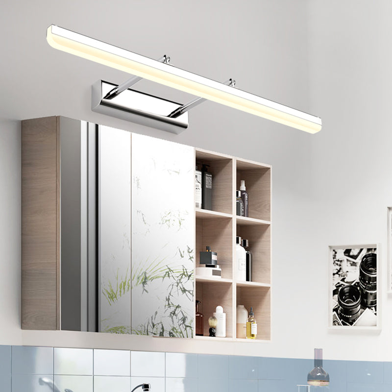 Pronzo della parete a led in argento acrilico in moderna lampada a parete regolabile in acciaio inossidabile per bagno per bagno