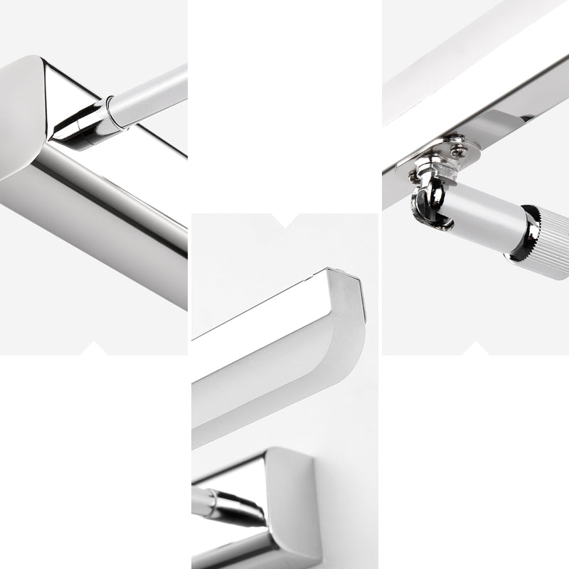 Pronzo della parete a led in argento acrilico in moderna lampada a parete regolabile in acciaio inossidabile per bagno per bagno